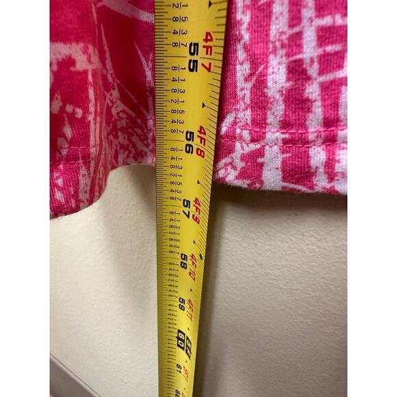 Sonoma Vacation Pink White Palm Tree Maxi Dress Size Medium Euro Summer Sabrina - Picture 7 of 10